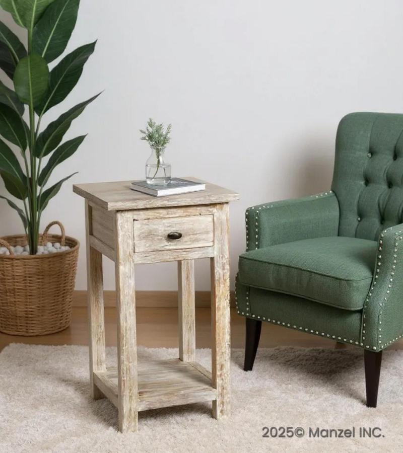 SOLID RECLAIMED TEAK WOOD END TABLE NIGHTSTAND