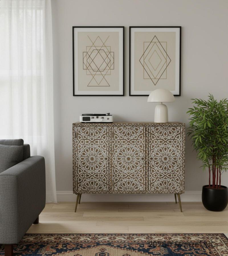 BOHO 3 DOOR WOOD SIDEBOARD