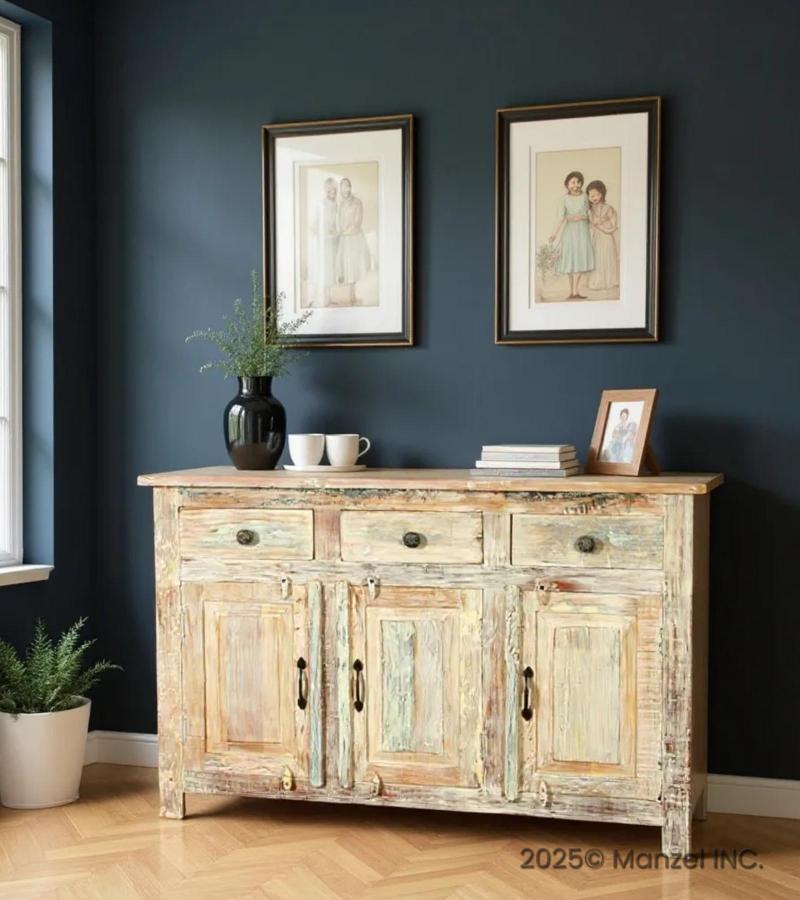 SOLID RECLAIMED TEAK 3 DOOR, 3 DRAWER  CABINET CONSOLE SIDEBOARD