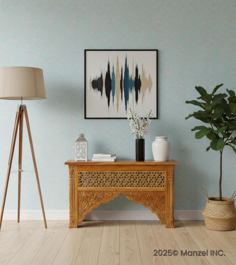 HAND CARVED SOLID WOOD CONSOLE 