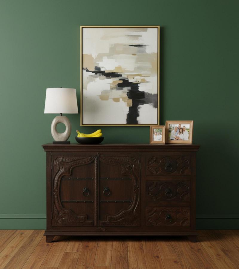 HAND CARVED SOLID WOOD SIDEBOARD