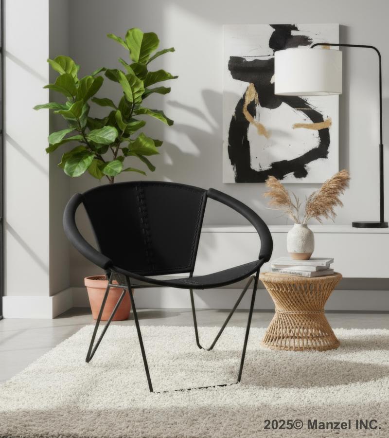 FULL HIDE LEATHER AND IRON CHAIR