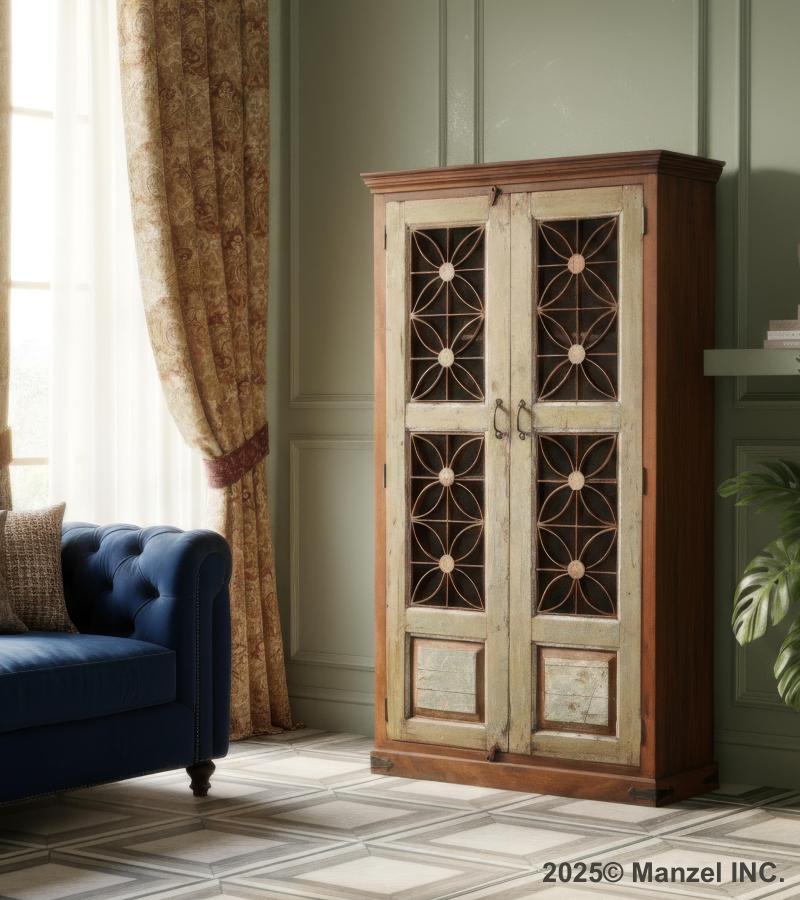 SOLID RECLAIMED WOOD & IRON CABINET