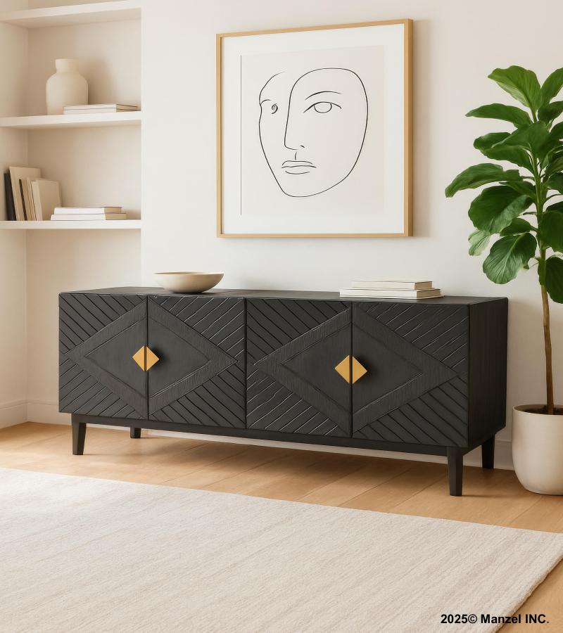 TEXTURED WOOD & IRON SIDEBOARD