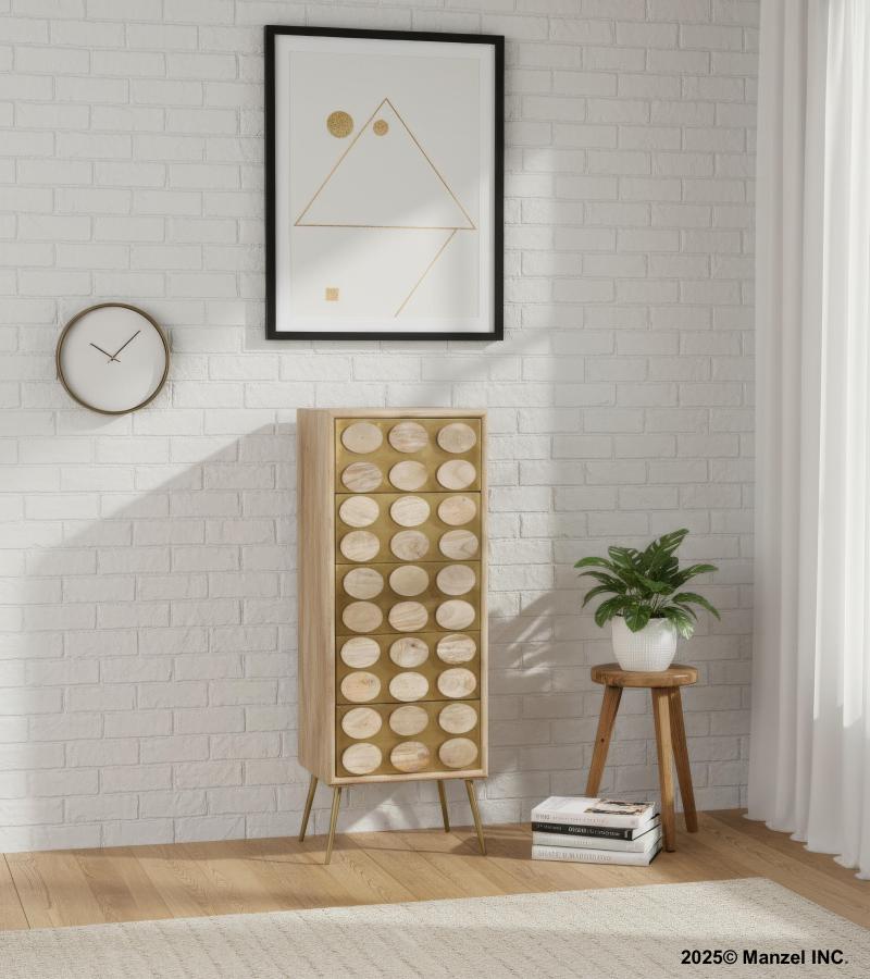 ABSTRACT METAL & WOOD MULTI DRAWER CHEST 