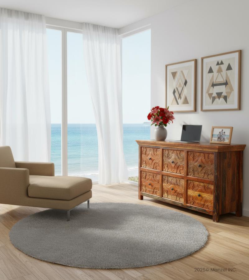 HAND CARVED SOLID RECLAIMED TEAK WOOD DRESSER SIDEBOARD BUREAU