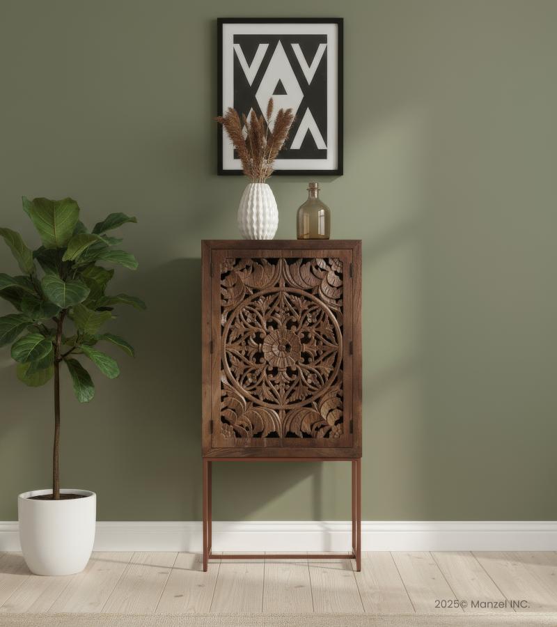 HAND CARVED 2 DOOR CABINET