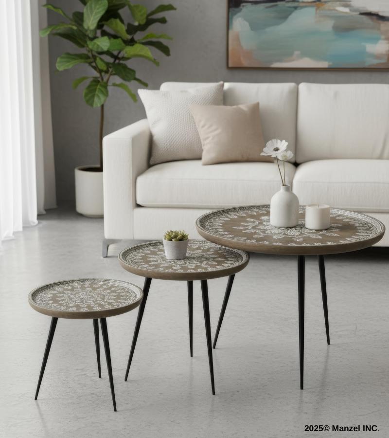 WOOD & IRON NESTING TABLES