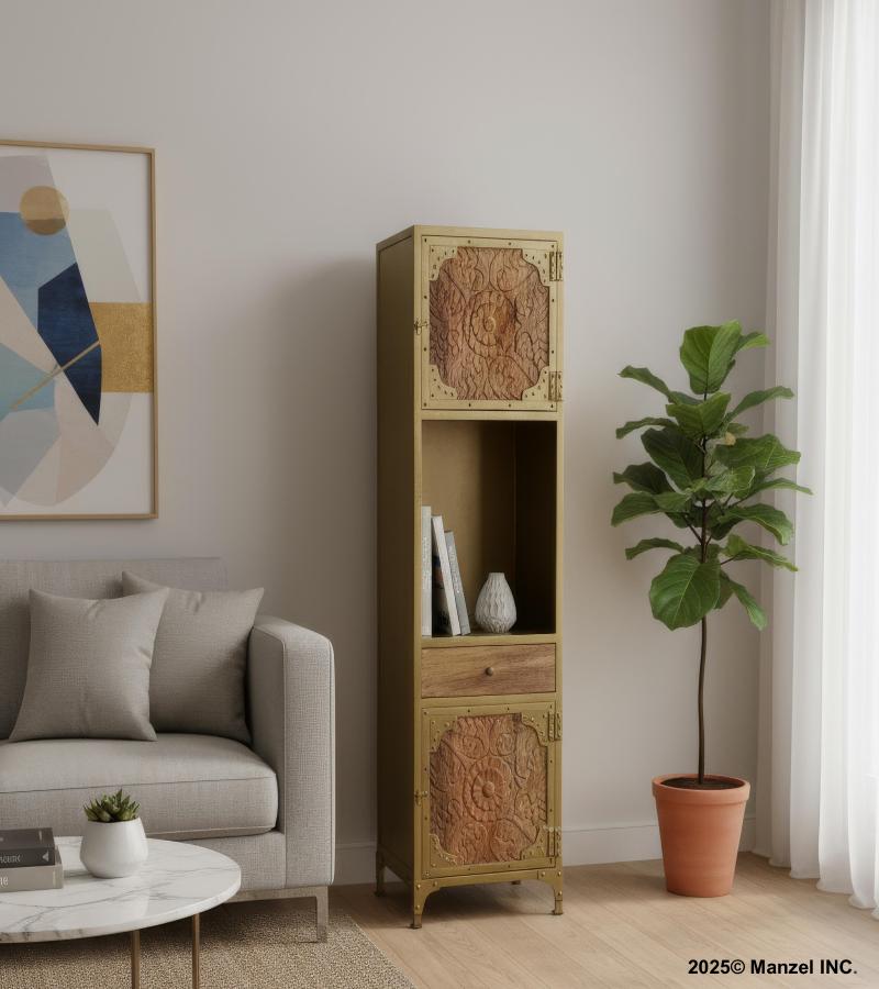 CARVED WOOD + IRON CABINET