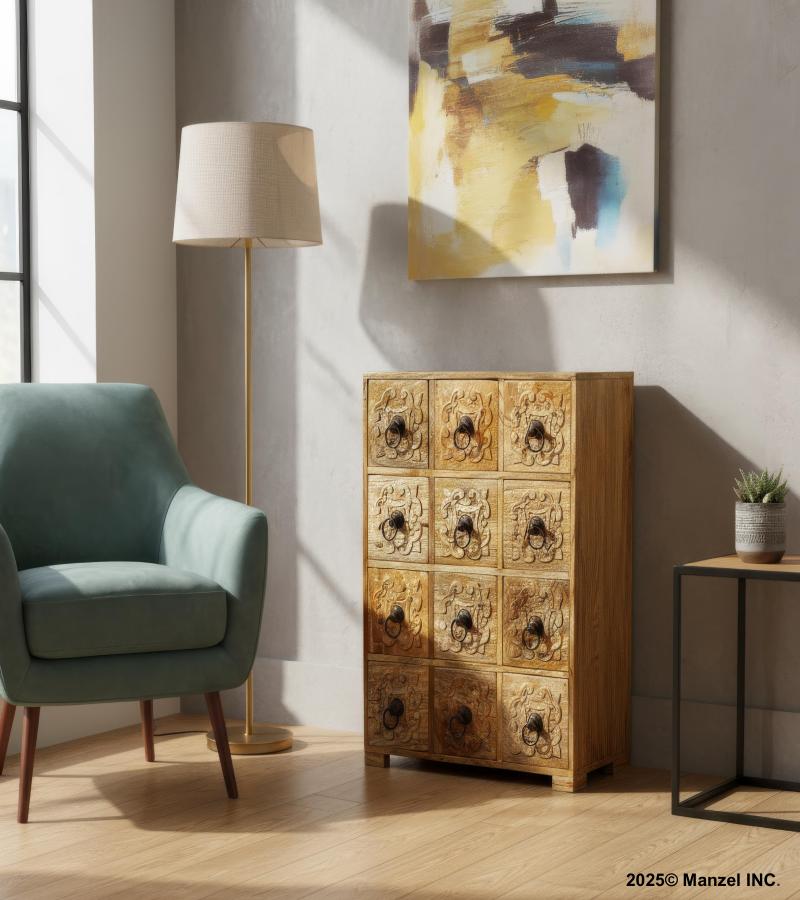 SOLID WOOD HAND CARVED 12 DRAWER CHEST