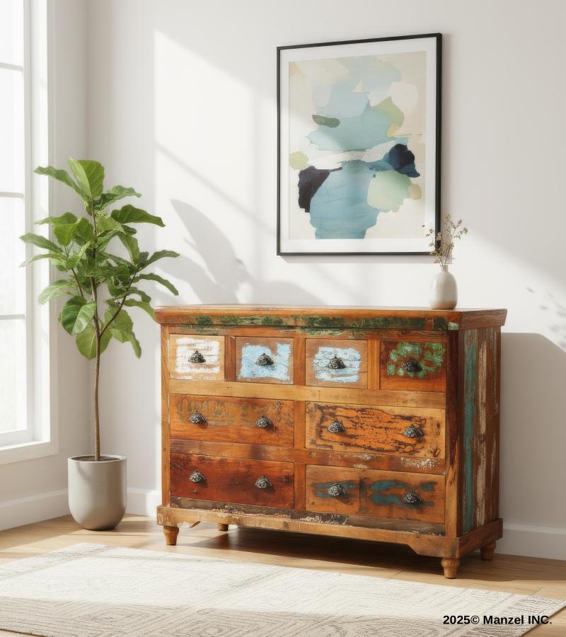 SOLID RECLAIMED TEAK WOOD BUREAU DRESSER