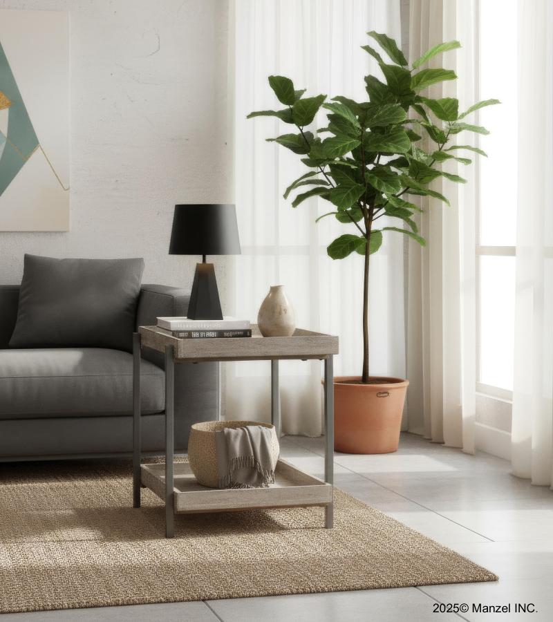 WOOD + METAL SIDE TABLE