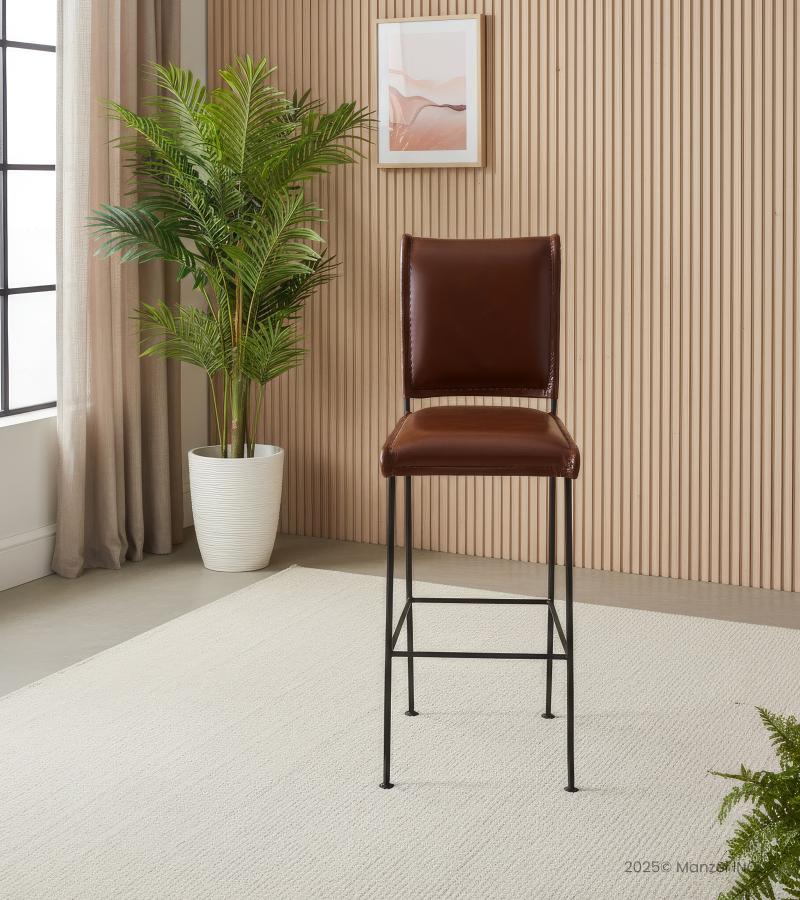 Leather & Iron Bar Stool Chair