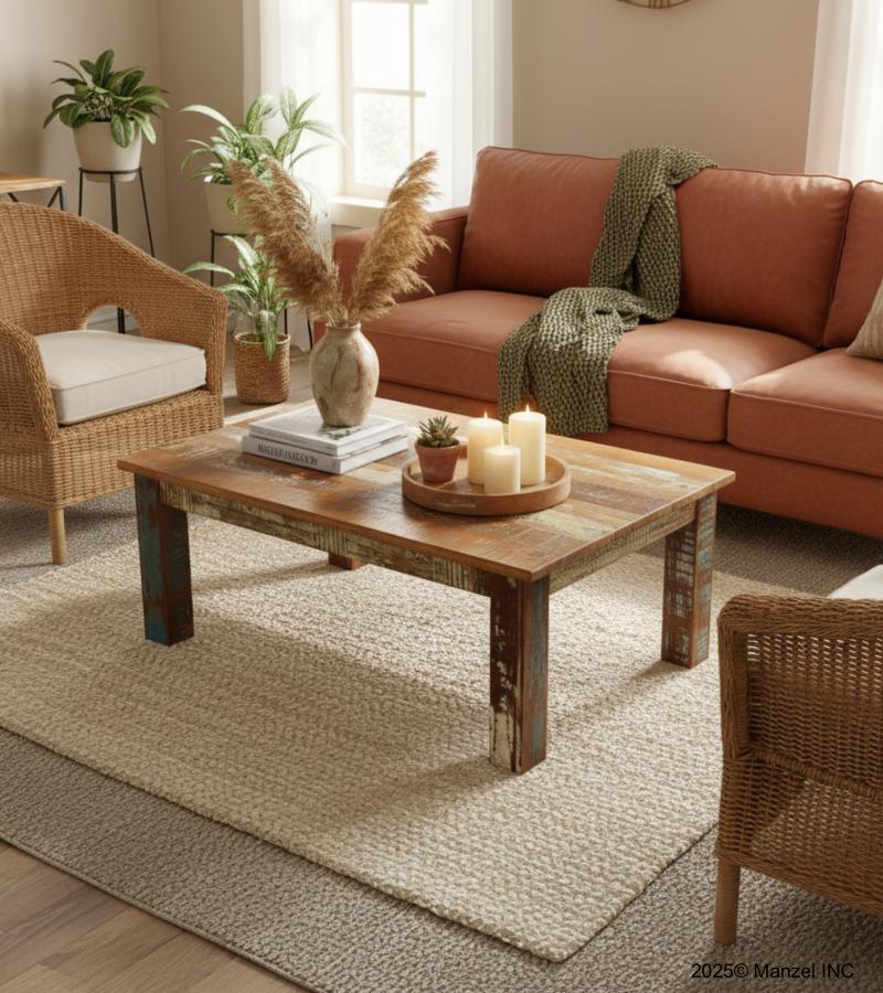 RECLAIMED TEAK COFFEE TABLE
