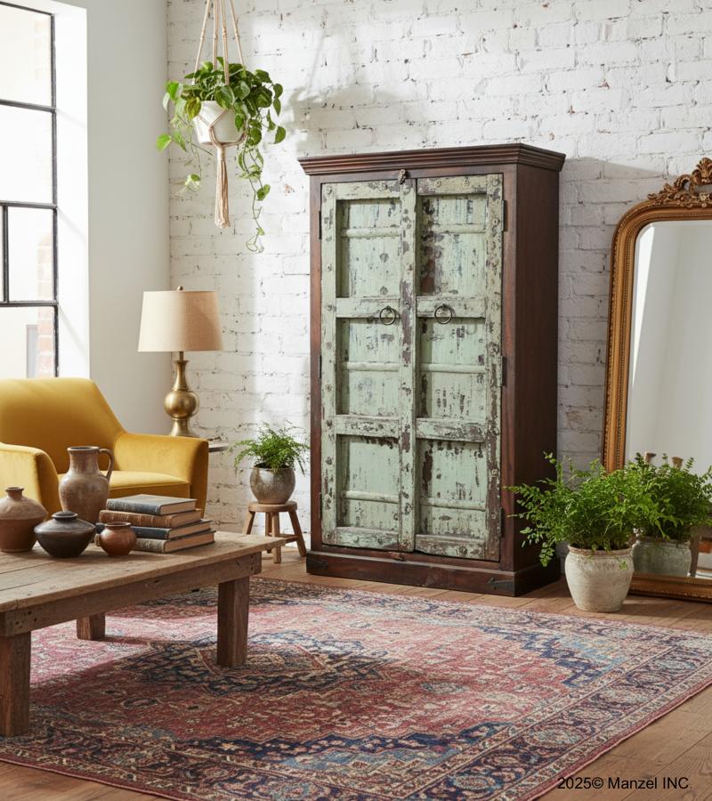 VINTAGE RECLAIMED TEAK CABINET W/ SHELVES