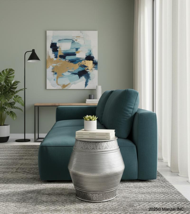 Nickel Barrel End Table