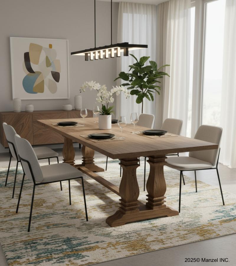 9' SOLID WOOD PEDESTAL DINING TABLE