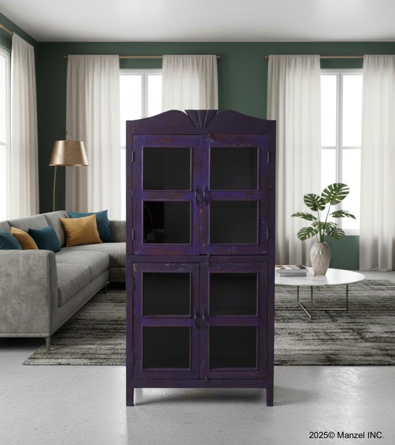 VINTAGE RECLAIMED TEAK & GLASS CABINET