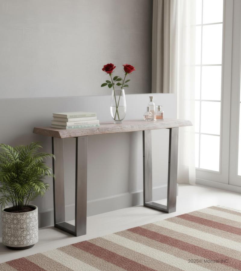 SOLID LIVE EDGE WOOD & IRON CONSOLE TABLE