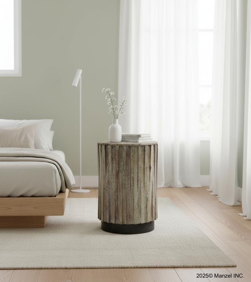 SOLID WOOD & IRON END TABLE