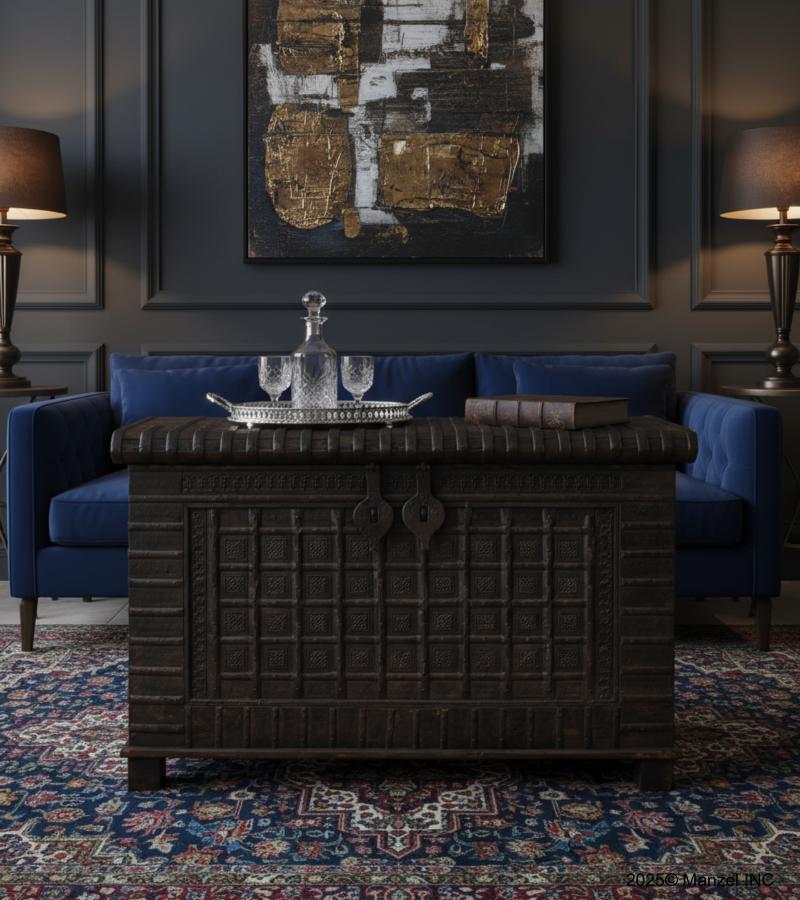 Unique Wood + Metal Indian blanket chest