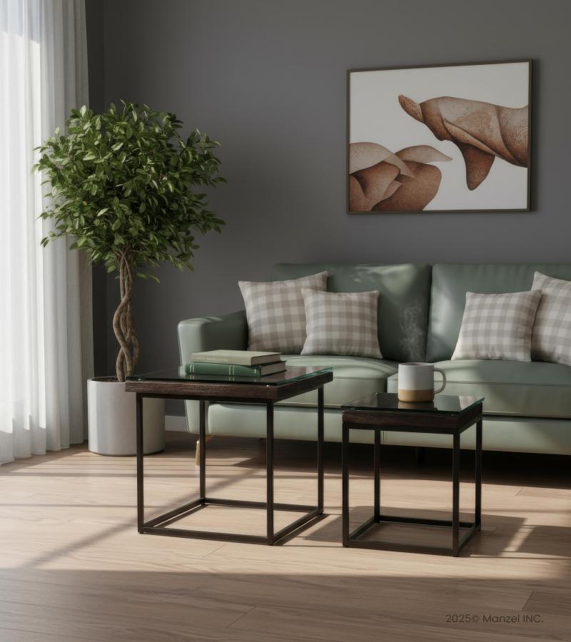 WDN+IRON COFFEE TABLE SET OF 2