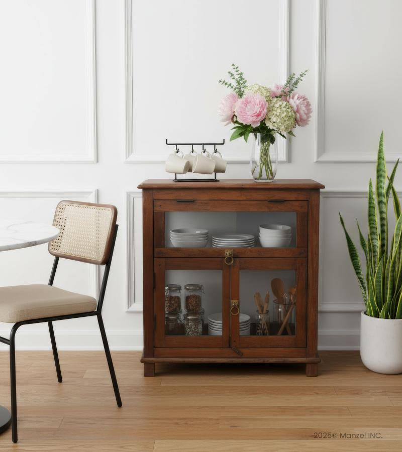 RECLAIMED TEAK & GLASS CABINET