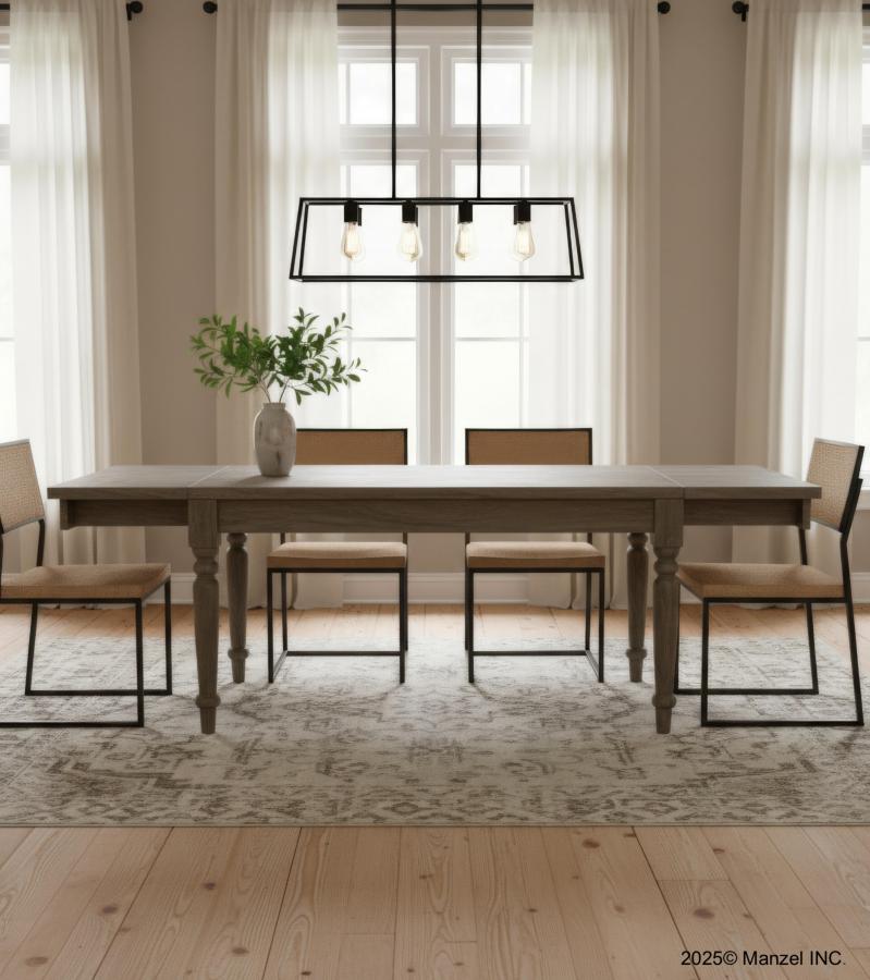 EXTENDABLE SOLID WOOD DINING TABLE W/ SELF-STORING EXTENSIONS