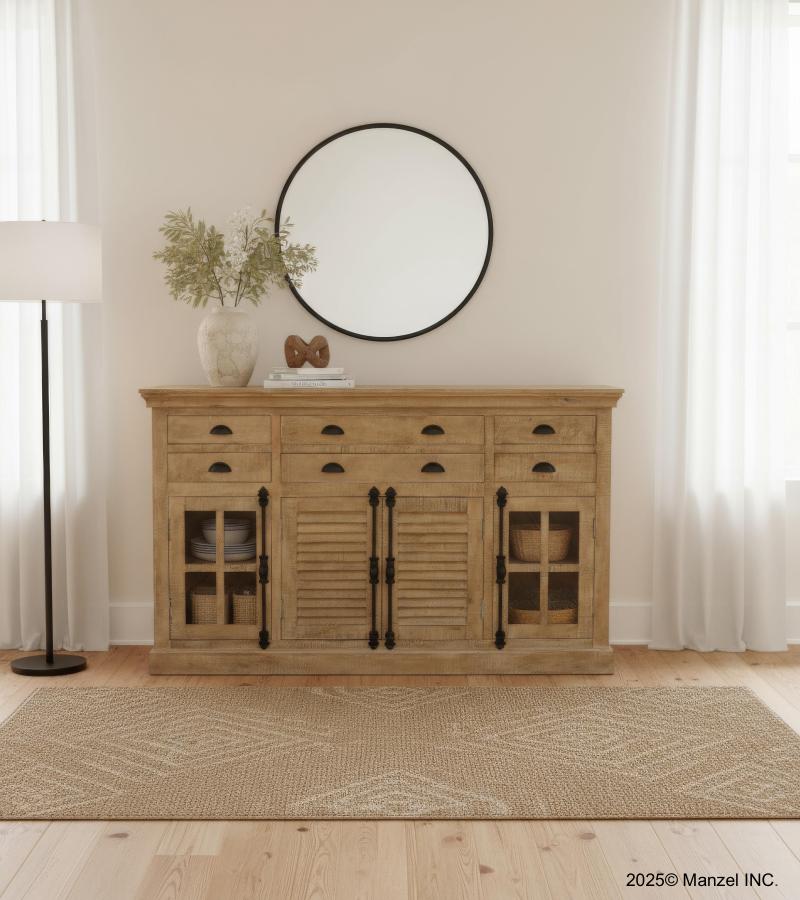 SOLID WOOD 8 DRAWER 4 DOOR SIDEBOARD 