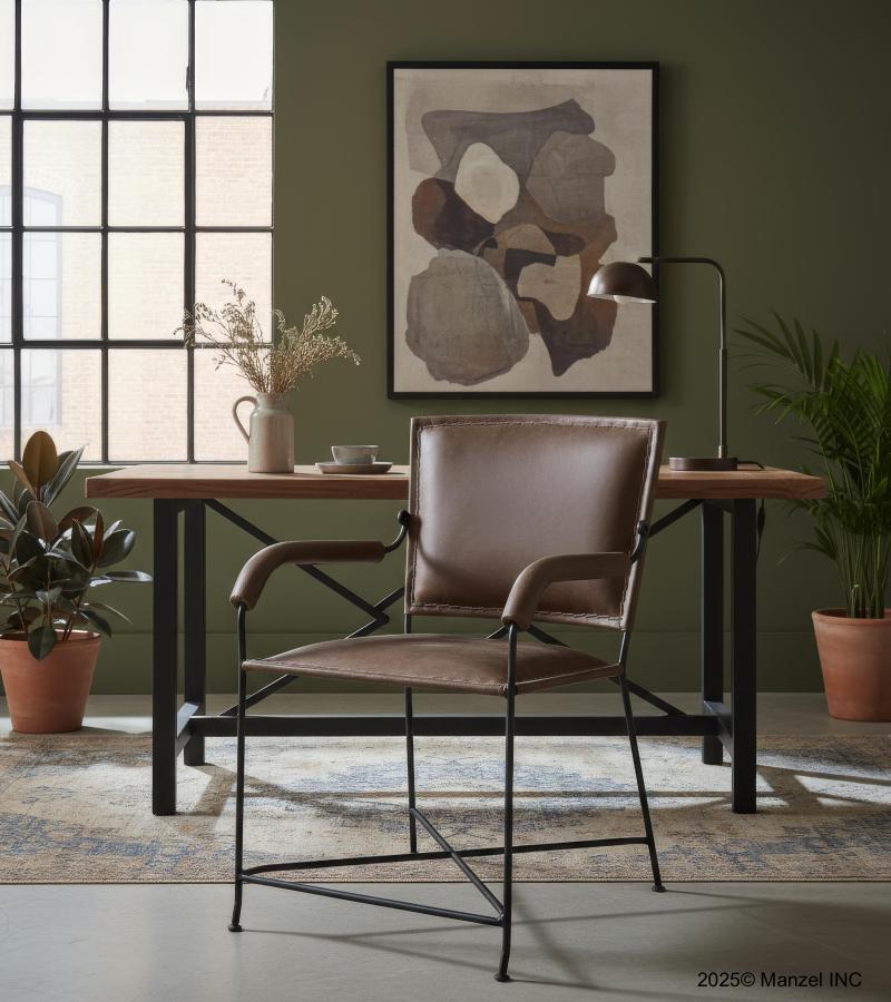 GENUINE LEATHER CHAIR W/ ARMS