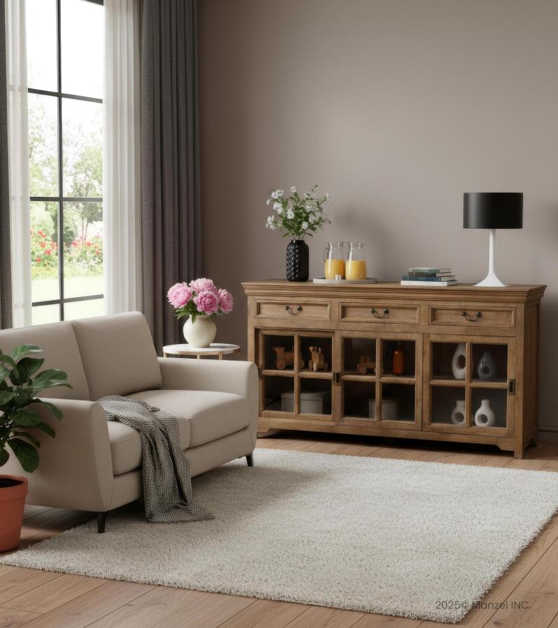TRADITIONAL SOLID WOOD 3 DOOR SLIDERS WITH DRAWERS SIDEBOARD