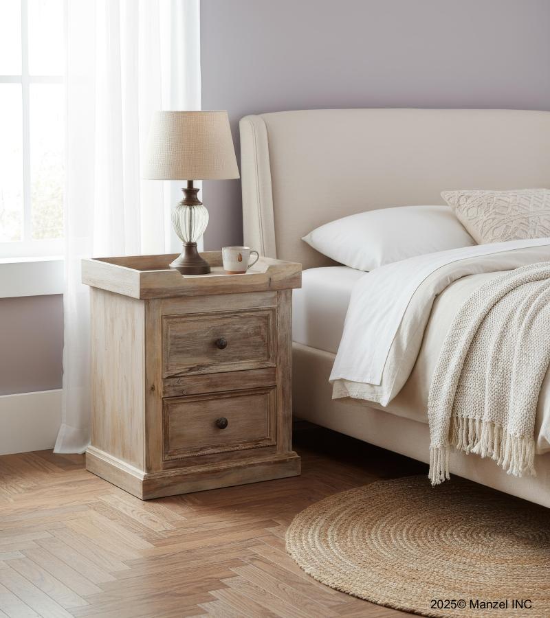 SOLID ROSEWOOD NIGHTSTAND W/ TRAY TOP END TABLE