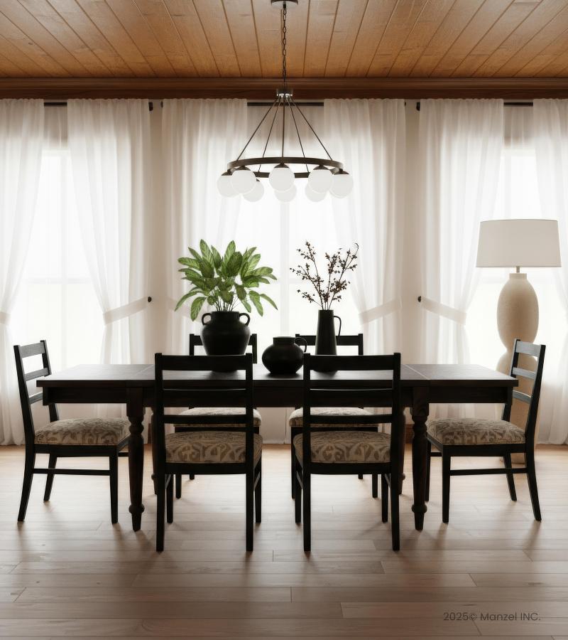 EXTENDABLE SOLID WOOD DINING TABLE W/ SELF-STORING EXTENSIONS