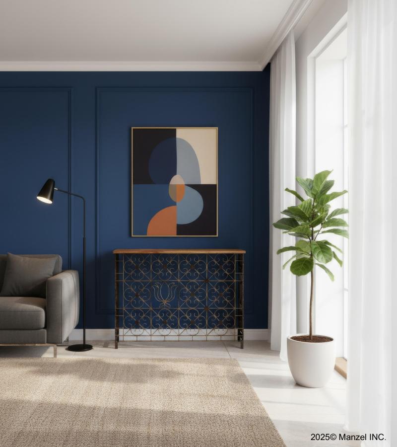 ORNATE METAL & WOOD CONSOLE