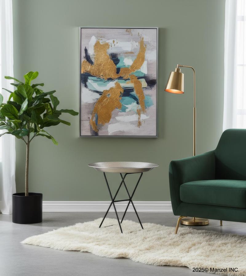 NICKEL TONE TRAY END TABLE