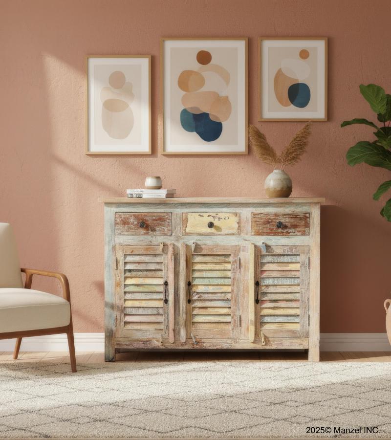 RECLAIMED TEAK 3 DRAWER / 3 DOOR SIDEBOARD / CABINET