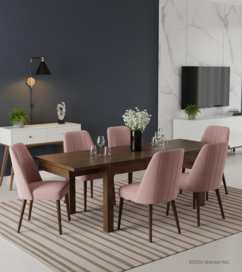 EXTENDABLE SOLID WOOD DINING TABLE W/ SELF-STORING EXTENSIONS