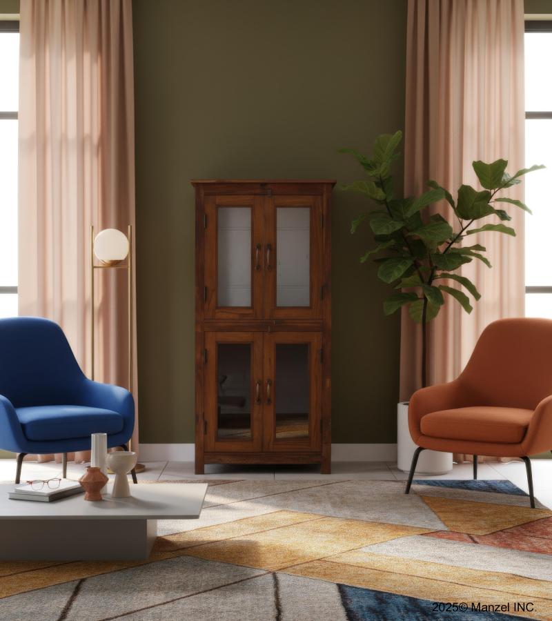 RECLAIMED TEAK & GLASS CABINET