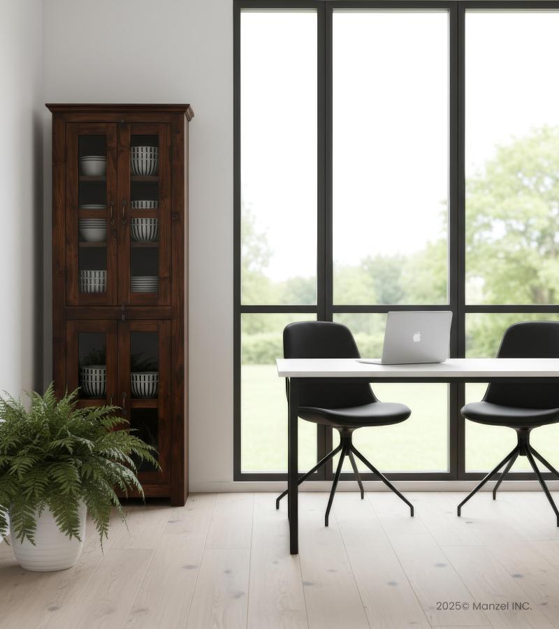 RECLAIMED TEAK WOOD & GLASS CABINET DISPLAY