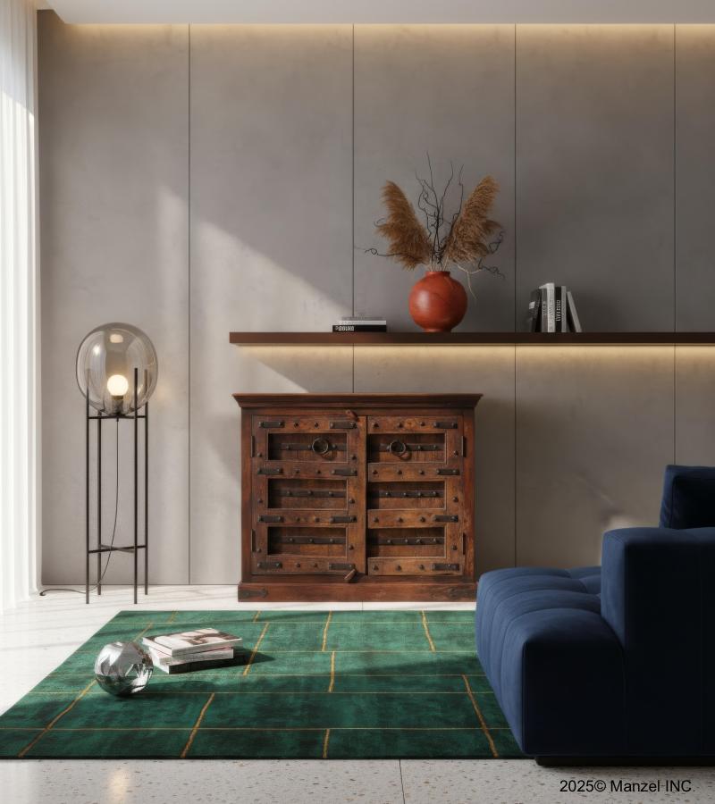 RECLAIMED TEAK & IRON CABINET SIDEBOARD W/2 DOORS