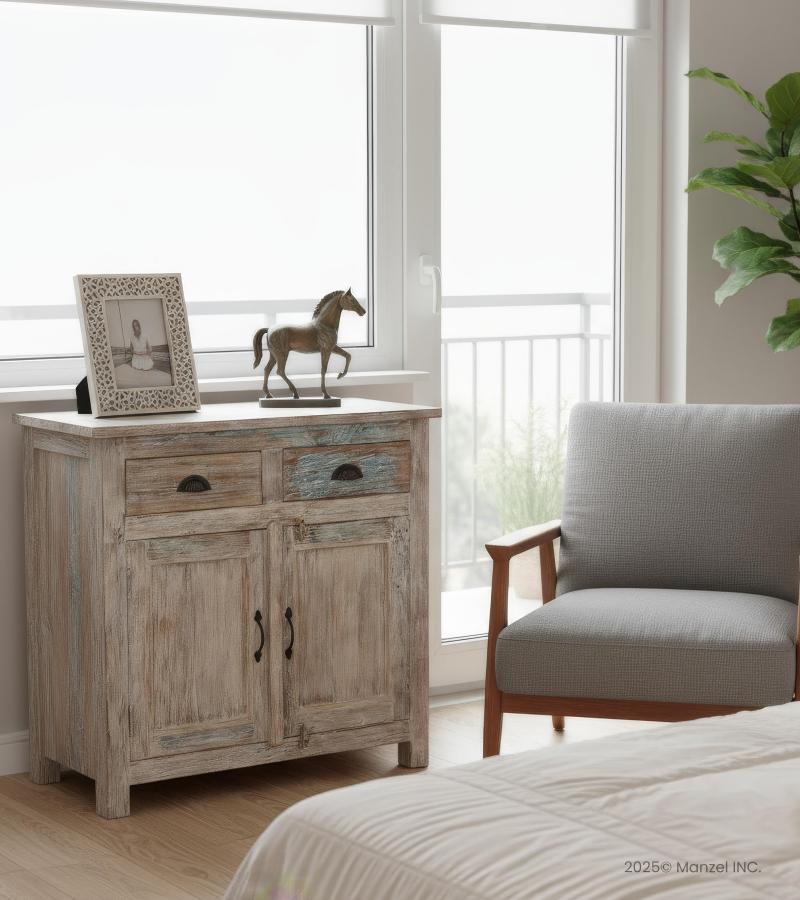 SOLID RECLAIMED TEAK SIDEBOARD 2 DRAWERS & 2 DOORS