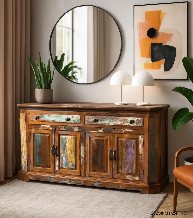 SOLID RECLAIMED TEAK WOOD SIDEBOARD