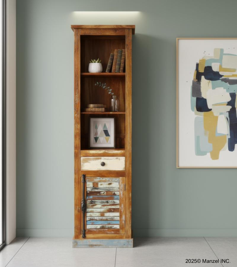 SOLID RECLAIMED TEAK WOOD W/ SHELVES & CABINET