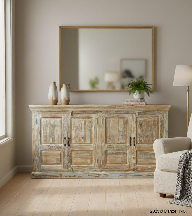 SOLID RECLAIMED TEAK SIDEBOARD W/4 DOORS