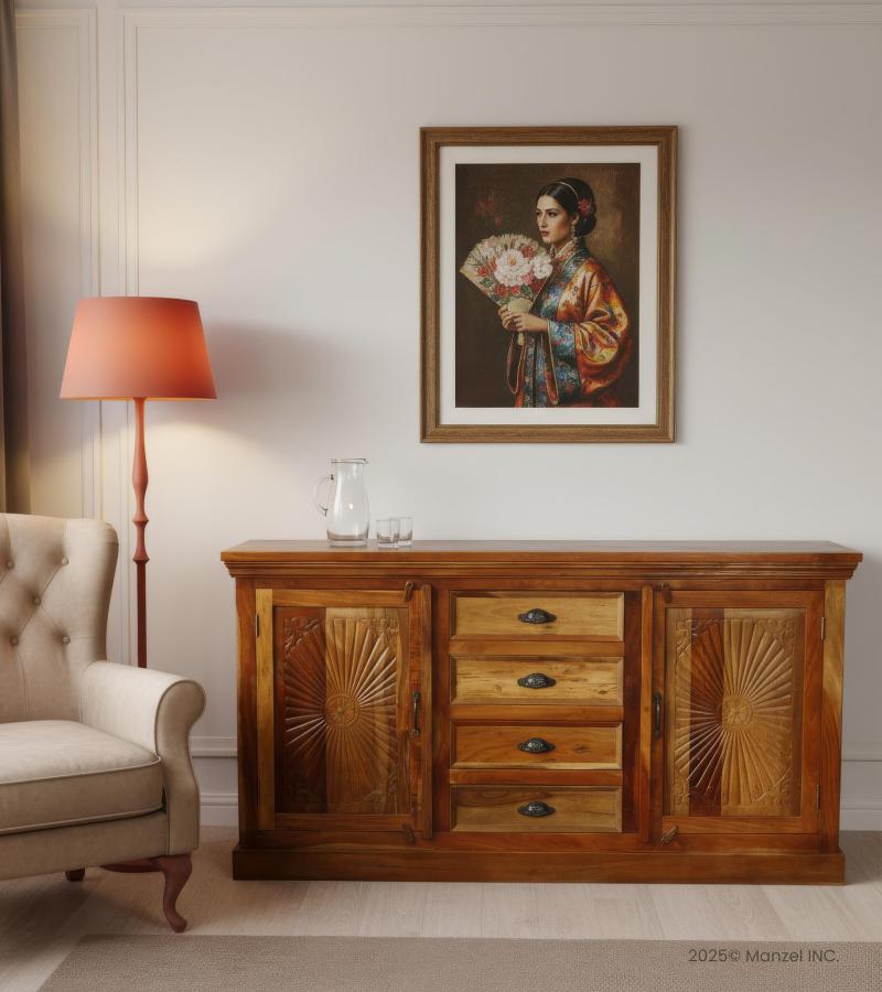 WOODEN CARVED SIDEBOARD