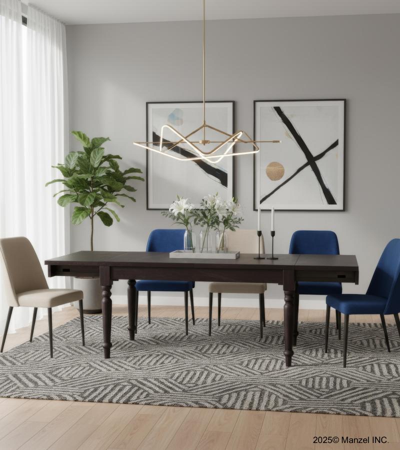 EXTENDABLE SOLID WOOD DINING TABLE W/ SELF-STORING EXTENSIONS