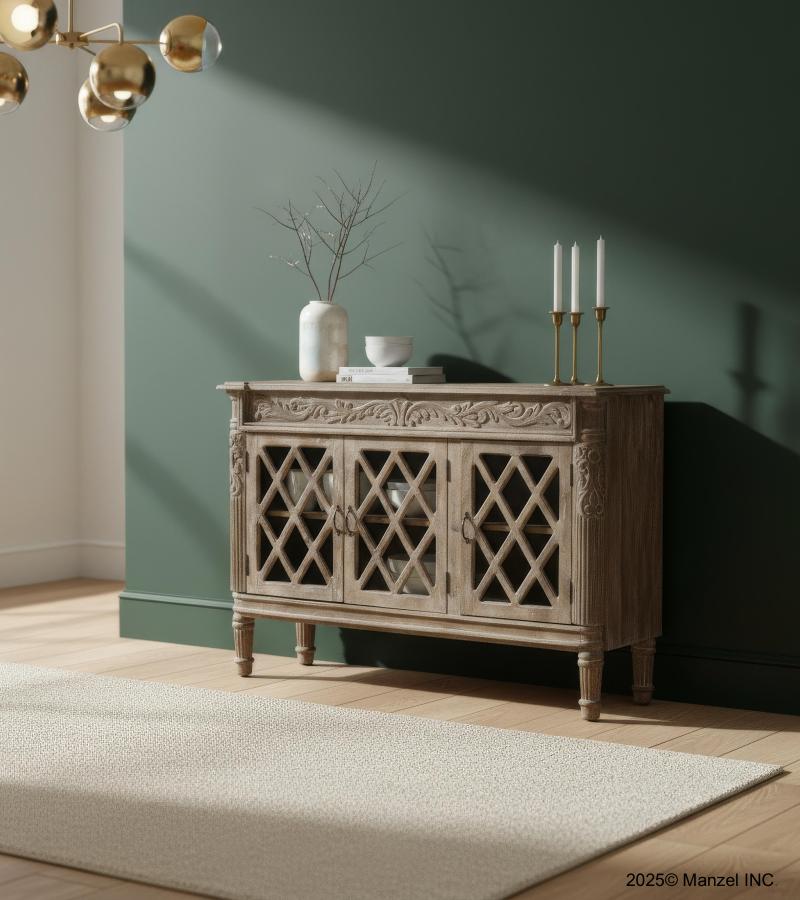 HAND CARVED SOLID WOOD SIDEBOARD