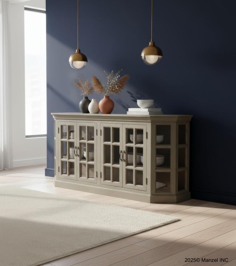 SOLID WOOD & GLASS SIDEBOARD CONSOLE