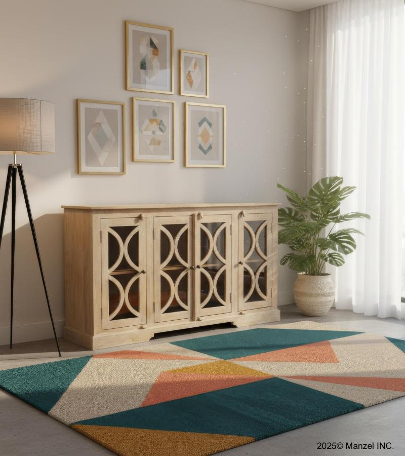 SOLID WOOD & GLASS MODERN SIDEBOARD