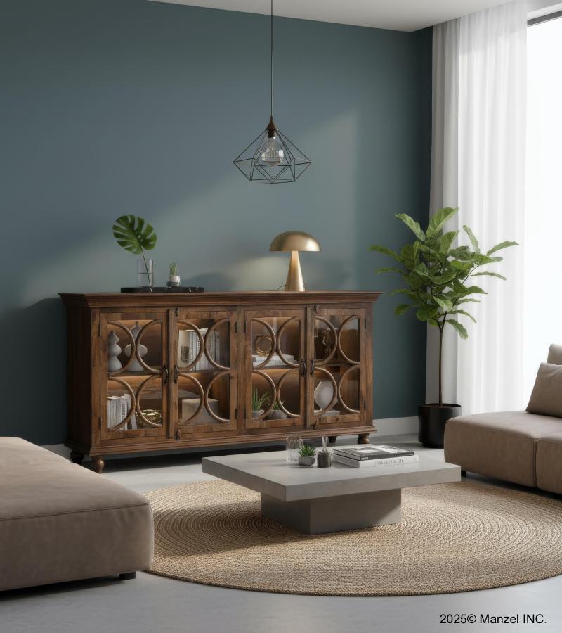 SOLID  WOOD & GLASS SIDEBOARD